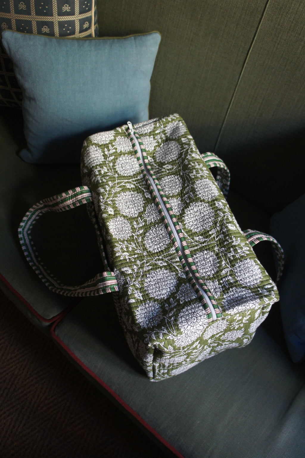 Week-end bag - Green flowers