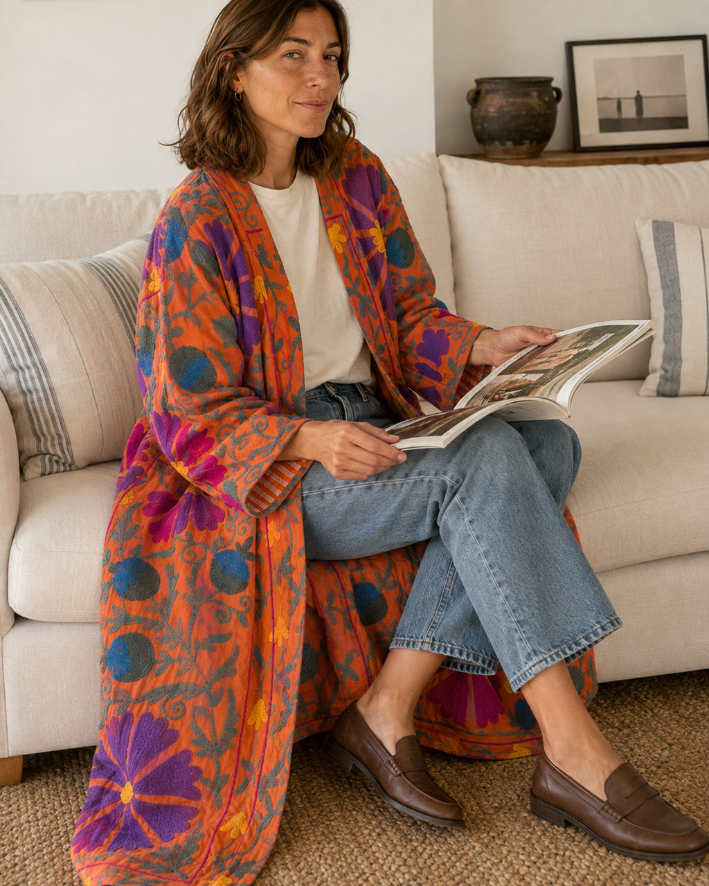 Kimono vest Woman- Orange pepper