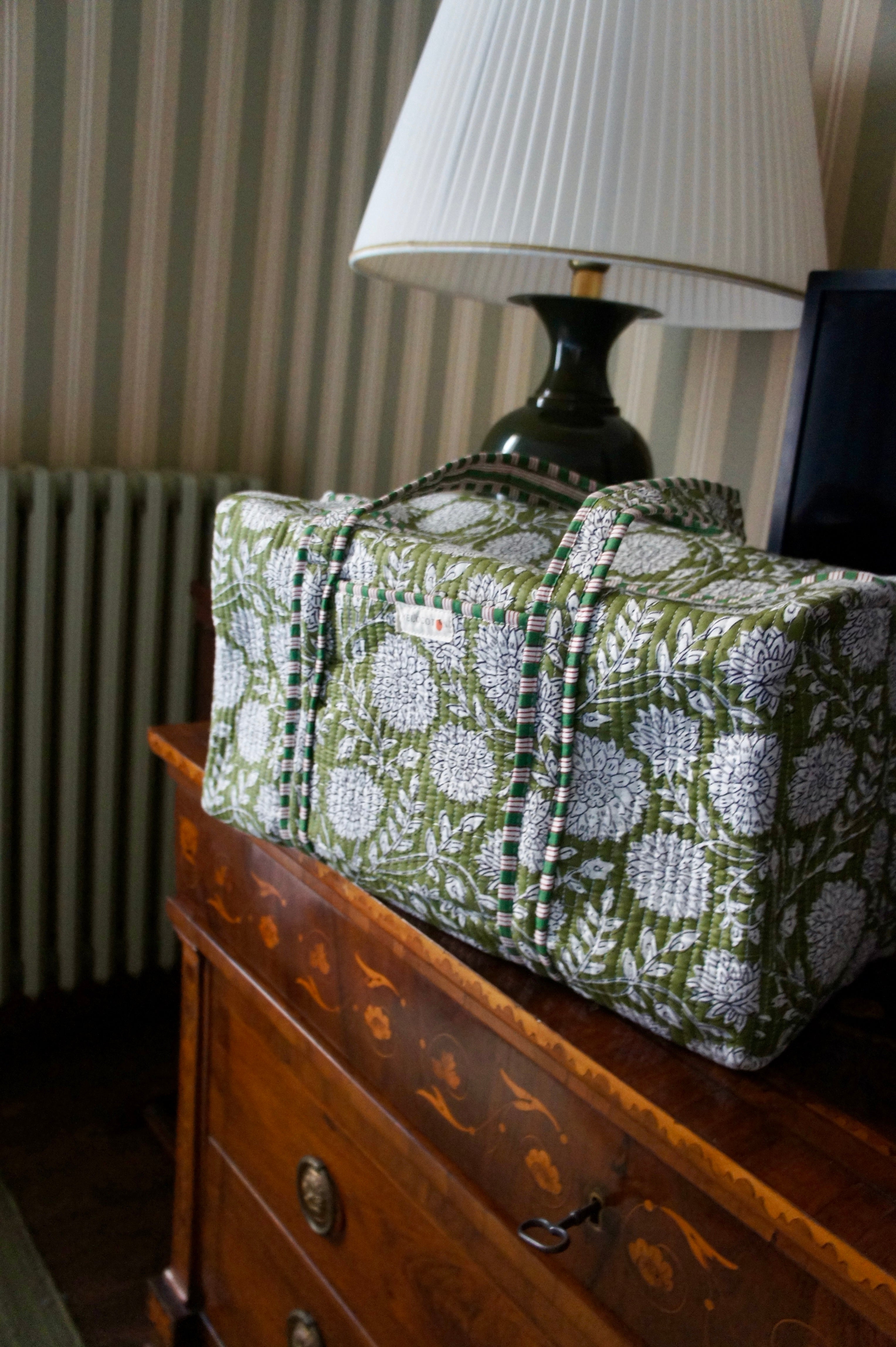 Week-end bag - Green flowers