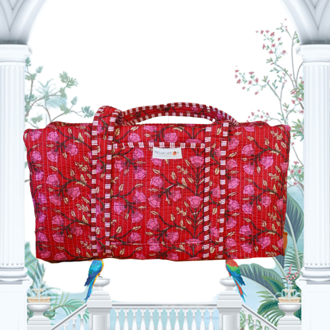 Week-end bag - Red flowers