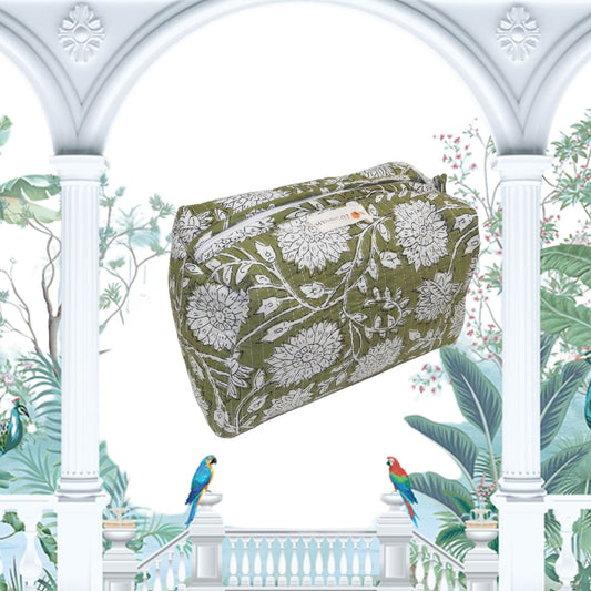 Beauty bag - Green flowers
