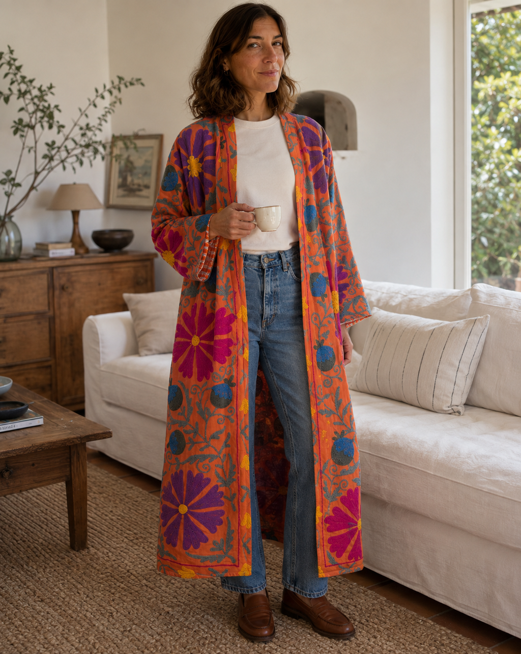 Kimono vest Woman- Orange pepper