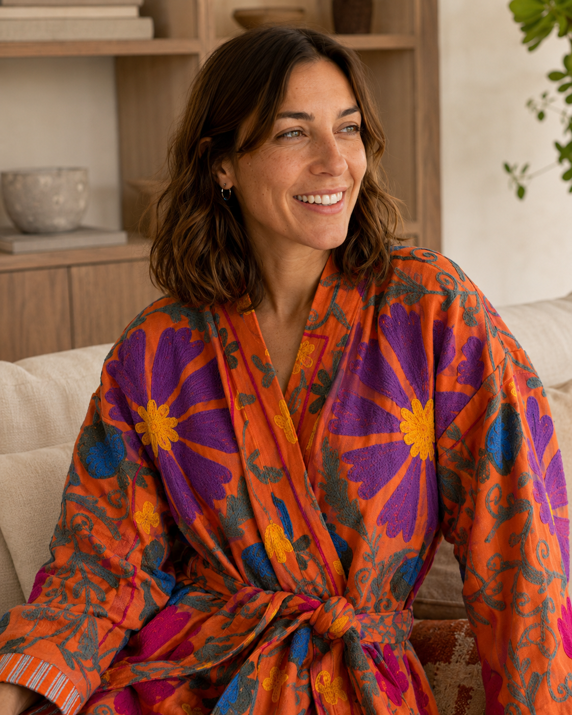 Kimono vest Woman- Orange pepper