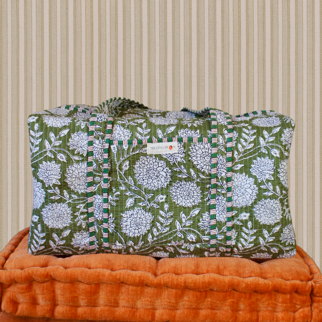 Week-end bag - Green flowers