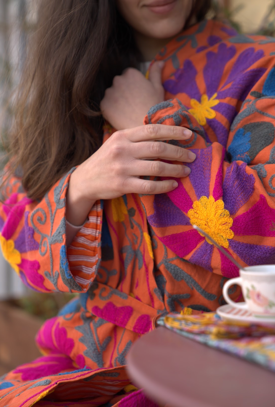 Kimono vest Woman- Orange pepper
