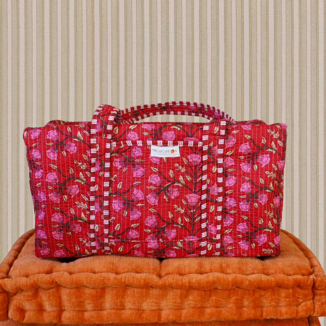 Week-end bag - Red flowers