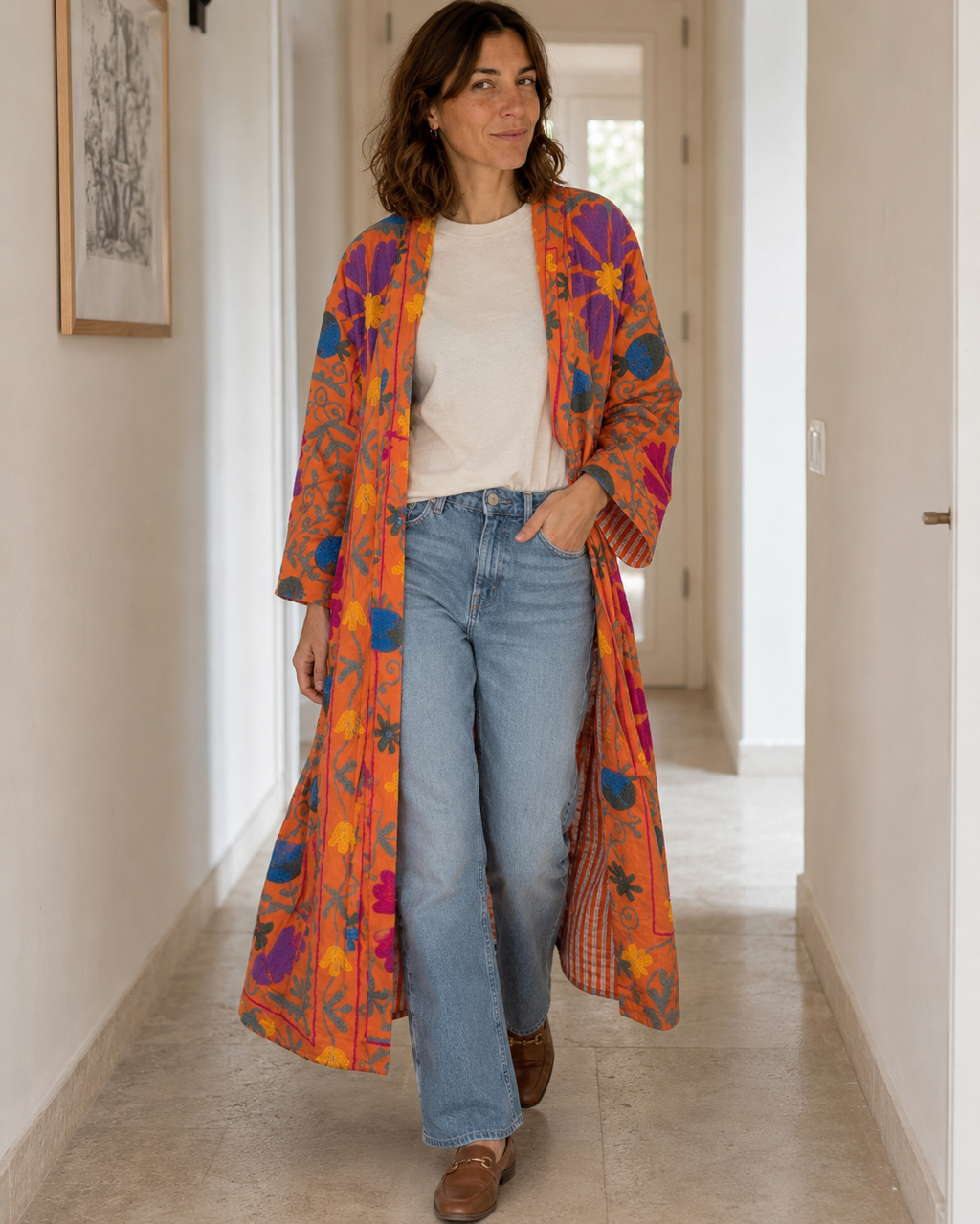 Kimono vest Woman- Orange pepper