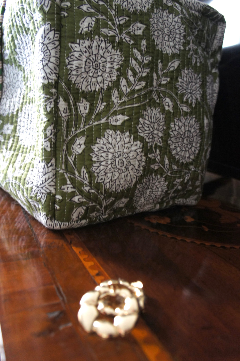 Week-end bag - Green flowers